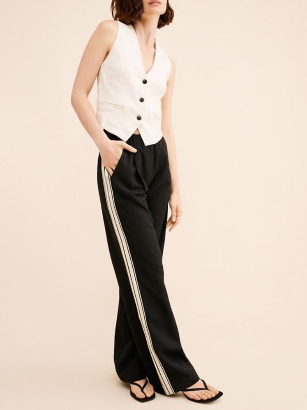 Bishop + Young | Ford Track Pants Wide Leg Side Stripe Black | Size Medium